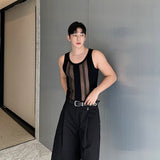 Advbridge Niche Design Men's Tank Tops Round Neck Sleeveless Hollow Out Knitting Vest Casual Male Clothing Summer New 2024
