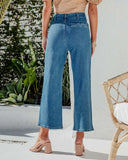 Advbridge Summer Jeans Summer Denim Trousers New Versatile High Waist Wide Leg Jeans Trousers for Women Pockets Washed Denim Pants