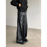 Advbridge PU Leather Pants men Straight 2025new Spring Men's Punk Fashion Hip Hip Men Wide-leg Mopping Trousers Windproof Dark Brown/Black