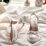 ADVBRIDGE  -   Lolita Shoes for Women Summer Patent Leather Sandals Outdoor Soft Beach Shoes Women Thick Heels Platform Shoes Women Bow Sandals
