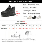 Advbridge Chunky Platform Sneakers for Women Lace-Up Air Cushion Vulcanized Shoes Female Pu Leather Thick Bottom Non-Slip Sports Shoes
