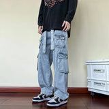 Advbridge hiphop street pants high street fashion ins dark multi-pocket workwear jeans men's loose straight