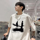 ADVBRIDGE  -  Men's T-shirt Cotton Casual Streetwear Funny Design Print Summer Loose Cool O-neck T Shirt for Men T-shirt Male Tee Plus Size