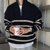 Advbridge Men's Clothing Business Zip-up Knit Sweater Male Coat Zipper Striped Jacket Collared Pullovers Cheap T Shirt Korean Fashion Neck