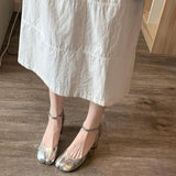ADVBRIDGE  -  Modern Heels Pumps Women Round High Heel Leather Square Split Toe Pumps Shoes Spring Summer Sandals Mary Janes Shoes Heels Women