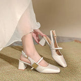 ADVBRIDGE  -  Square toe high-heeled shoes new summer magic buckle straight strap back empty single shoes thick heel toe sandals