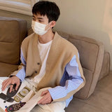 Advbridge Men's Clothing Black Coat Cardigan Jacket Knit Sweater Male Striped Japanese Retro Heated Korean Fashion New in Overfit Ugly A X
