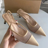 ADVBRIDGE  -  Elegant High Heel Sandals Woman 2025 Trending Pointed Breathable Mesh Lady Office Shoes Back Strap Summer Naked Female Stilettos