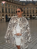 Advbridge Fashion Leopard Print Warm Women's Faux Fur Coat Long Sleeved O-neck Concealed Pocket Jacket 2024 New Winter Chic Streetwear