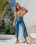 Advbridge Summer Jeans Summer Denim Trousers New Versatile High Waist Wide Leg Jeans Trousers for Women Pockets Washed Denim Pants