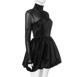 ADVBRIDGE  -  Fashion Sexy A- LINE Dress Women Summer long Sleeve Black Slim Mini Dresses Casual Streetwear Clubwear Elegant Lady Party Dress