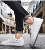 Advbridge Hook and Loop Fasteners White Shoes Lace Up Men Sneakers Tour Shoes Outdoor Thick Bottom Work Shoes Leisure Flats Men Shoe
