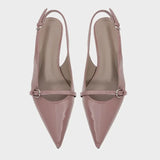 ADVBRIDGE  -  Sexy Purple Patent Leather Pointed Toe High Heels Women Summer Back Strap Kitten Heel Sandals Fashion Brand Office Ladies Shoes