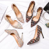 Advbridge New Pumps Sexy Black Woman High Heels Elegant Party Heeled Genuine Leather Pointed Toe Luxury Braid Temperament OL Women's Shoes