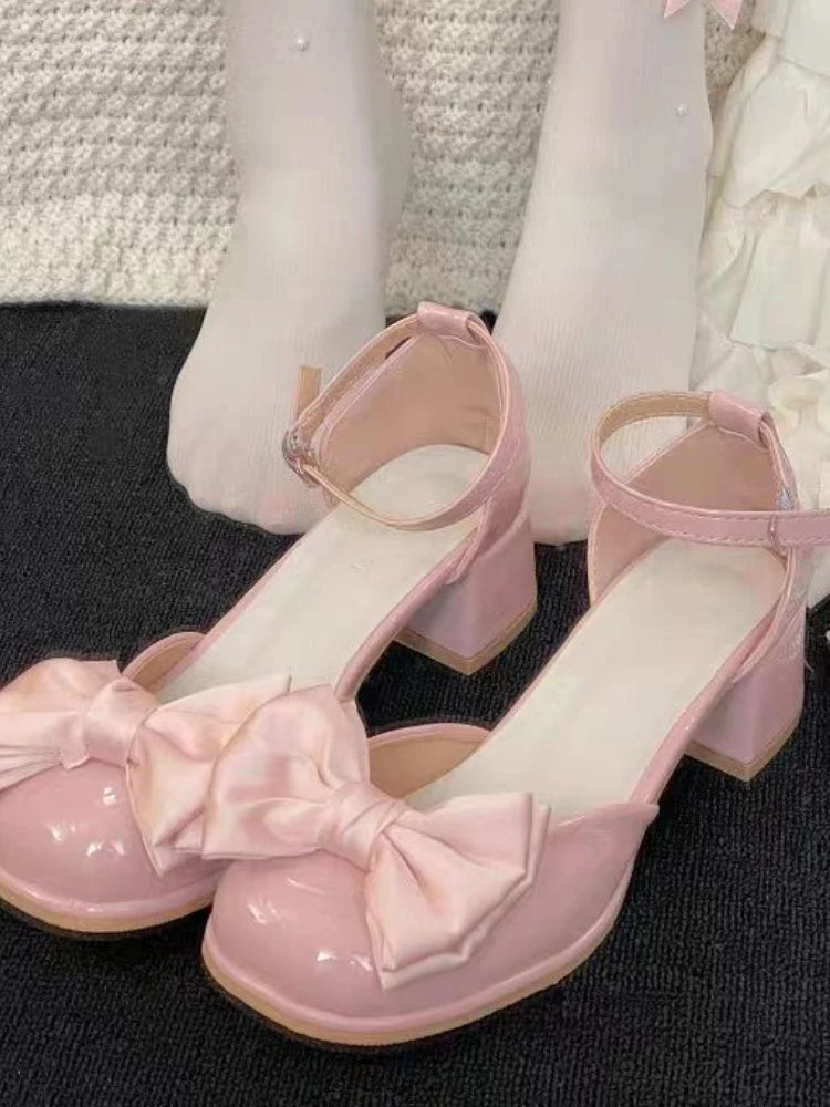 Advbridge Elegant Vintage Lolita Shoes Women Bow Kawaii Sweet Platform Shoes Female Korean Designer Fairy Buckle Shoes Summer New