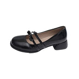 Advbridge British Style Shallow-cut Single Shoes Women Summer New Mid-heel Leather Shoes Female Round Head Mary Jane High Heels Shoes
