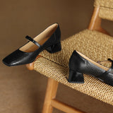 ADVBRIDGE  -  Plus size 34-41 women's hollow-out sheepskin sweet bowtie metal buckle slip-on pumps 4cm thick med heel elegant ladies heels hot