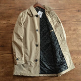 Advbridge Men‘s Wintern outfits Men's Elegant Windbreaker Korean Style Simple Cotton Jacket for Warmth in Winter Medium Length Lapel Trench Coat Button Up Top Advbridge Men‘s Wintern outfits