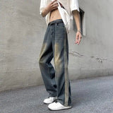 Advbridge High Street Washed and Worn Three Leg Jeans for Men Retro Streetwear Trendy Brand Rugged and Loose American Straight Leg Wide