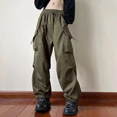 Advbridge High Street Fashion Lady Stitch Color Loose Sweatpants Women Joggers Summer High Waist Drawstring 2yk Pants Long Trouser