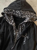 Advbridge Leopard Print Fake Two Hoodies Streetwear Harajuku Vintage Women Clothing long sleeve Zip up Hoodie men long sleeve Y2K