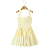 Advbridge Backless Summer Women's Dress Sexy Halter Short Yellow Dress for Petite 2025 Sleveless A-line White Party Mini Vestidos Beach