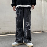 Advbridge  Retro Y2k Black Baggy Jeans Men Women Fashion Harajuku High Waist Printed Denim Trouser Female Hip Hop Streetwear Wide Leg Pants