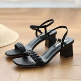 Advbridge Sweet Solid High Heel Sandals Women Summer Thick Heels New Fairy Casual Shoes Female Fashion Korean Designer Shallow Shoes