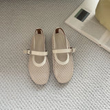 ADVBRIDGE  -  Red Flat Shoes Women Low Heel Pumps Summer Mesh Mary Jane Shoes Comfort Ballet Flats Big Size 42 43 Summer Ladies Buckle Shoes