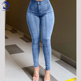 Advbridge Sexy Women's Skinny Pencil Jeans Skinny Denim Jeans Elastic Mid Waist Jeans Stretch Pants Streetwear Tight Fashion Trousers