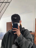 Advbridge Autumn Winter Long Warm Grey Black Slouchy Woolen Coat Men Single Breasted Loose Casual Wool Blends Overcoat