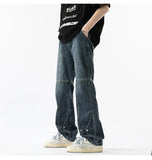 Advbridge Fashion Zipper Men's Jeans Pants Hip Hop Straight-leg Male Zipper Denim Pants Baggy Casual Trousers