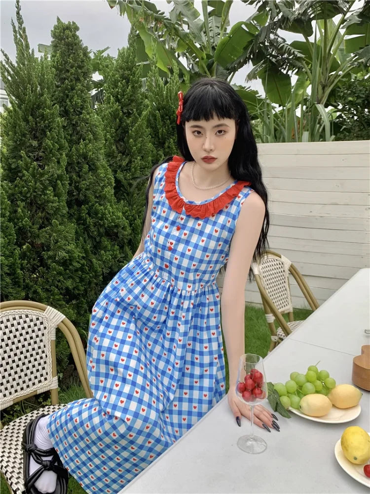 Advbridge French Robe Age Reduction American Vintage Y2k Dress Sweet Plaid Dresses Summer Female Fashion Vestidos Para Mujer