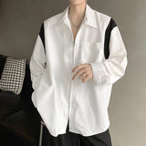 Advbridge Men Trendy Contrast Color Casual Streetwear Oversized Zipper Shirts Y2K Harajuku Long Sleeve Pocket Chic Tops Camisas De Hombre