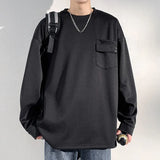 ADVBRIDGE  -  Plus Size Men's Long Sleeve Crew Neck Sweatshirt with Chest Patch Pocket - Casual Loose Comfort & Stylish Design 5XL