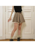 Advbridge  New Harajuku Vintage Plaid Skirt Women's High Waist Anti-exposure Elegant Pleated Skirt Casual Slimming A Word Short Dress