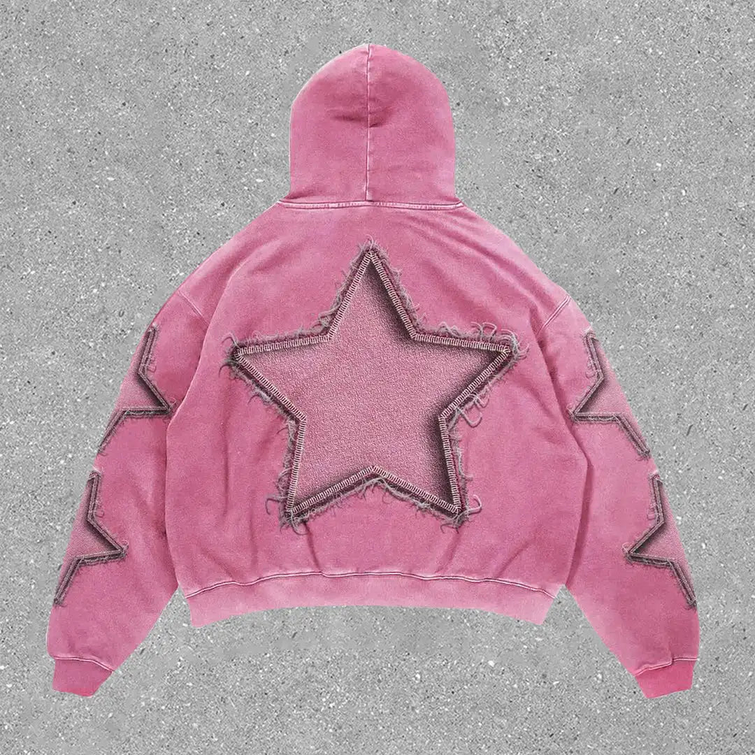 Advbridge Harajuku Pink Stars Print hoodies women graphic y2k top oversized hoodie Couples American streetwear goth women clothes