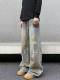 Advbridge Holes Ripped Die Dye Men's Jeans Loose Fit Zipper Washed Distressed Denim Pants  Female 2025 Spring New Fashion Lady Streetwears