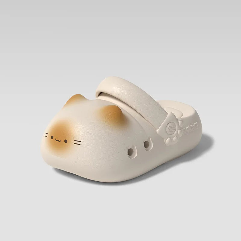 New 2 in 1 Cute Cat Clogs Woman Non Slip Breathable Closed Toe Kitty Feet Sandal Light Indoor Outdoor Cartoon Garden Shoes Women