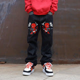 Advbridge Y2K retro street print alphabet star jeans men and women hip-hop high street spring and autumn loose straight drag casual pants