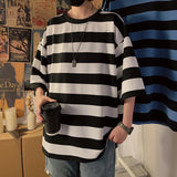 ADVBRIDGE  -  Male Cotton T Shirts High Quality Striped T-shirts Tee Shirts Summer Autumncontrast T Shirt for Men Top Quality 2025 Q81