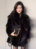 Advbridge Autumn Winter Oversized Loose Casual Luxury Soft Thick Warm Hairy Faux Fox Fur Coat Women Long Sleeve Fluffy Jacket 2024