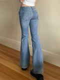 Advbridge Women Flared Jeans Mid Waist Denim Pant Vintage Stretch 90s Streetwear Y2k Boot Cut Pant Elastic Skinny Mom Jeans Trousers