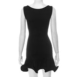 ADVBRIDGE  -  Personalized Fashion Irregular Hem U Collar Sleeveless High Waist Slim Fit Mini Tank Dress Summer Women Sexy New Streetwear