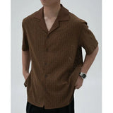 ADVBRIDGE  -  Summer Short Sleeved Shirt Men Oversized Beige Casual Shirt Streetwear Men Korean Loose Hollow Shirt Mens Hawaiian Shirts