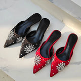 ADVBRIDGE  -  Fashion Bling Rhinestone Decoration Slide Sandals Women Sexy Pointed Toe Comfort Slippers Deluxe Designer Mules Loafers Footwear