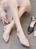 Advbridge Pure Desire Mesh Breathable Single Shoes Women Summer Head Retro Fine Heel Line Sandals Female Fairy Style Pointy Heels Shoes