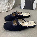 ADVBRIDGE  -  Summer 2025 New Women Flat Slipper Fashion Square Toe Slip On Mules Shoes Soft Flat Heel Outdoor Dress Sandal Slides New Woman