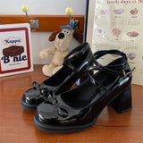 Advbridge Red Mary Jane Women Pumps Thick High Heels Shoes Female Lolita Square Toe Shoes Spring Fashion Party Leather Woman Shoes New