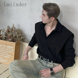Advbridge Men‘s Wintern outfits Spring Autumn Square Collar Simple Splicing Sun Protection Shirt Men's Handsome Loose Casual High Street Shirts Outerwear Tops Advbridge Men‘s Wintern outfits